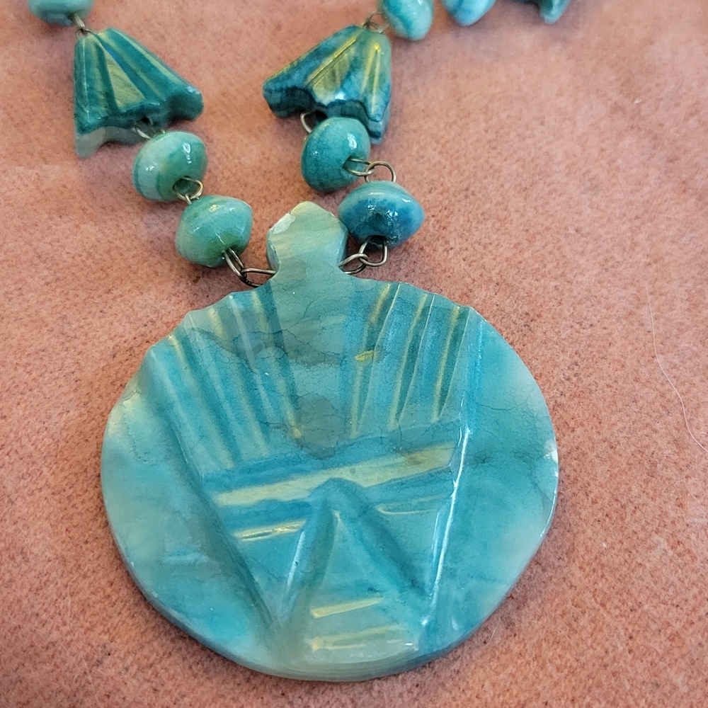Source Unknown Aqua Statement Necklace - image 1
